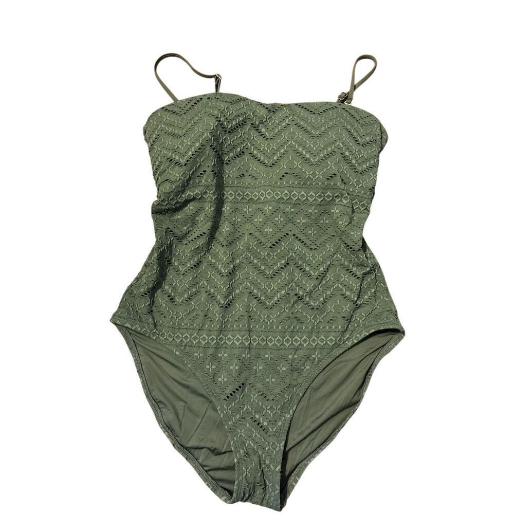 La Blanca 12 bandeau green eyelet one piece swimsuit